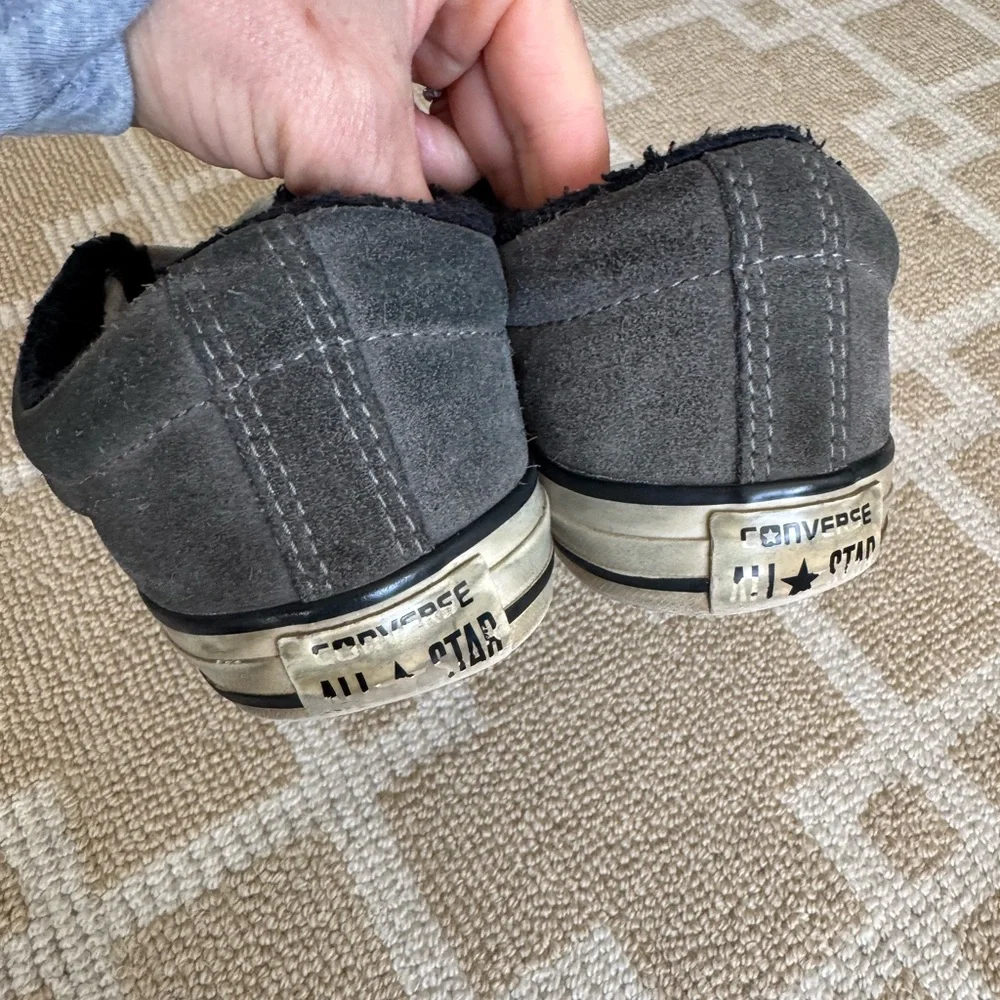 Converse Chuck Taylor Fleece Lined Low Top Sneakers Gray Kids 4